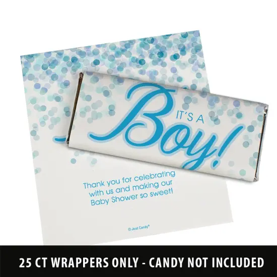 24ct It's a Boy Baby Shower Candy Party Favors Wrappers Only for Chocolate Bars by Just Candy {2}