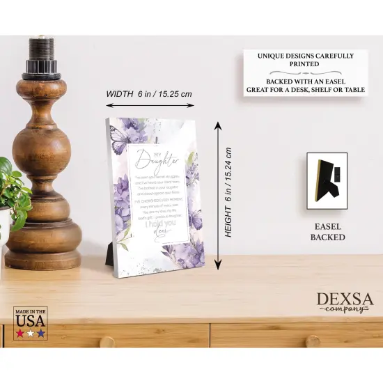 My Daughter Wood Plaque with Easel and Hook Wall Tabletop Art - 6 inches x 9 inches {5}