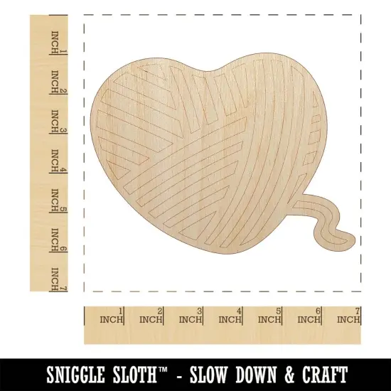 Yarn Heart Unfinished Wood Shape Piece Cutout for DIY Craft Projects {1}