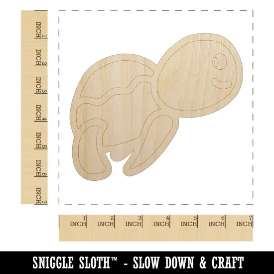 Turtle Swimming Doodle Unfinished Wood Shape Piece Cutout for DIY Craft Projects {1}