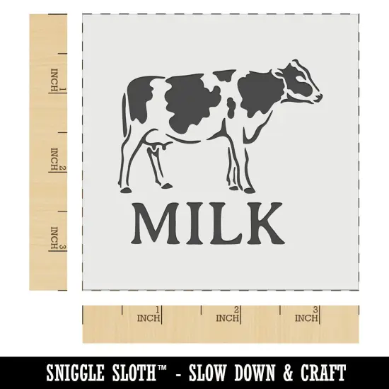Milk Text with Spotted Cow Farm Dairy Wall Cookie DIY Craft Reusable Stencil {5}