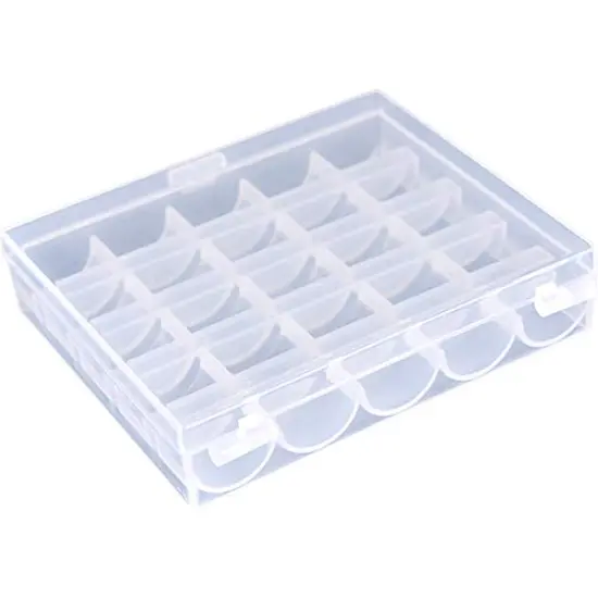 25 Slots Empty Bobbins Spools Box, Sewing Craft Plastic Case Storage Box for Sewing Machine 2 Pack {5}