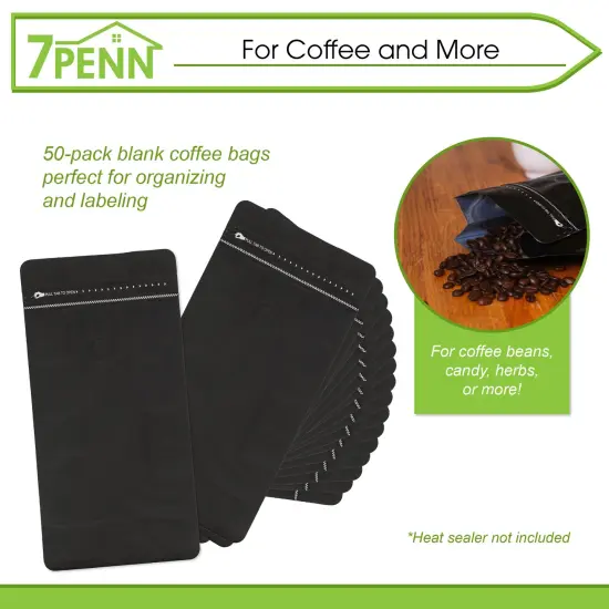 7Penn Resealable Coffee Bags - 16oz 50pk Organizational Packaging Zipper Pouch {3}