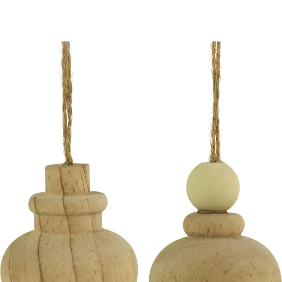 Northlight Set of 2 Natural Wood Finial Christmas Tree Ornaments 6.5" Ivory {5}