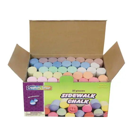 Sidewalk Chalk, Assorted Colors, 4", 37 Pieces Per Pack, 3 Packs {2}