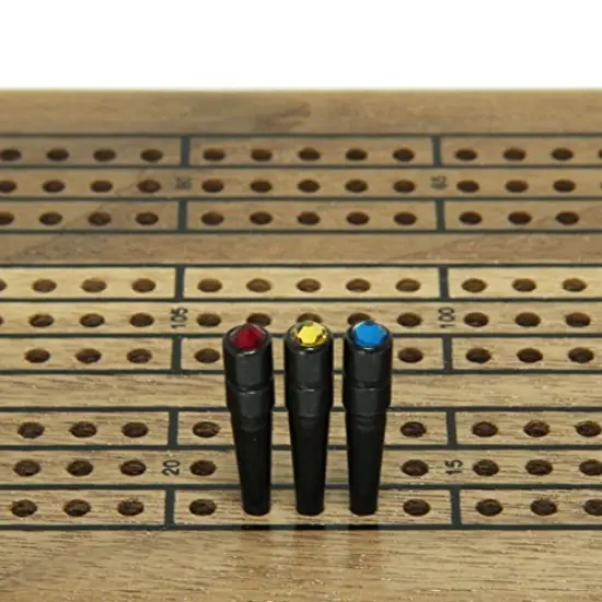 WE Games Black Metal Cribbage Pegs with Swarovski Austrian Crystals - Set of 12 -Red, Clear, Green, and Blue Crystals {2}