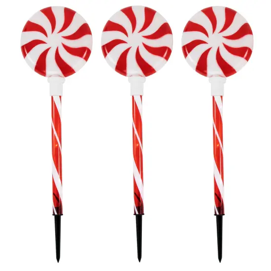 Northlight LED Lighted Peppermint Swirl Candy Outdoor Christmas Pathway Markers - 26" - Set of 3 Red {5}