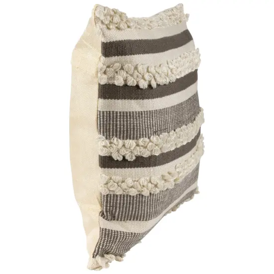 Northlight 20" Gray and Cream Handloom Woven Outdoor Throw Pillow {4}