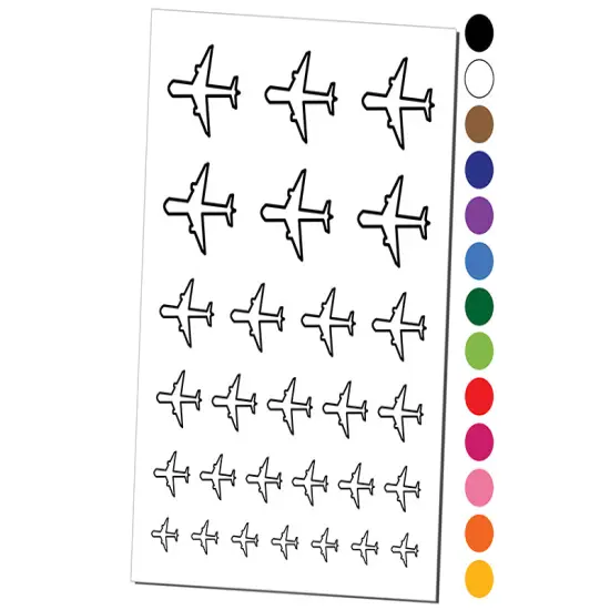 Airplane Outline Temporary Tattoo Water Resistant Fake Body Art Set Collection Light Pink {1}