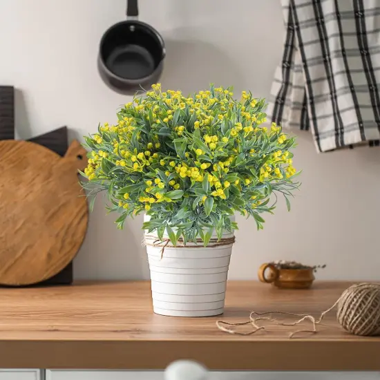 Everlasting Blossoms: 10 Bundles of UV Resistant Artificial Flowers for Outdoor Elegance Orange {5}