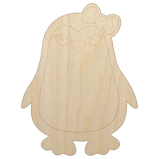 Cute Girl Penguin with Bow Unfinished Wood Shape Piece Cutout for DIY Craft Projects {7}