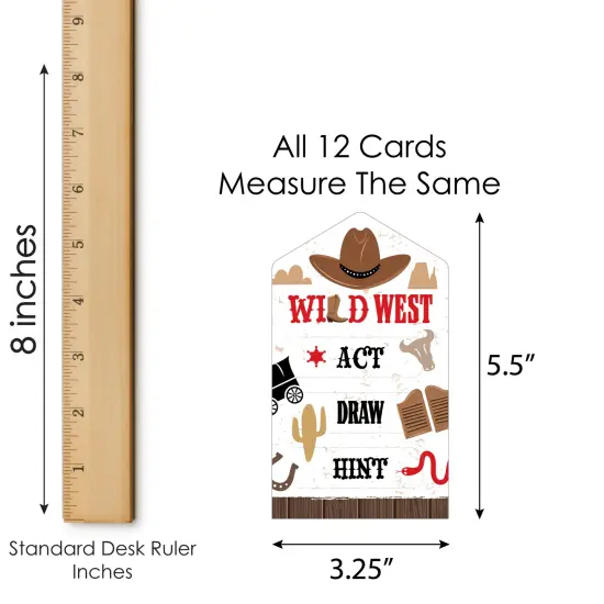 Big Dot of Happiness Western Hoedown - Wild West Cowboy Party Game Pickle Cards - Act, Draw, Hint Pull Tabs - Set of 12 {6}