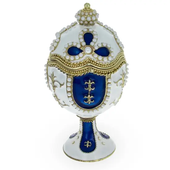 Pearls on White Enamel Royal Inspired Easter Egg 3.75 Inches {3}