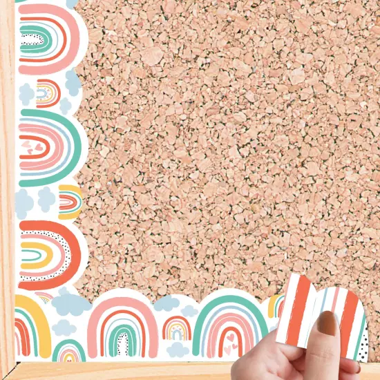 Big Dot of Happiness Pastel Boho Rainbow - Scalloped Classroom Decor - Bulletin Board Borders - 51 Feet {1}