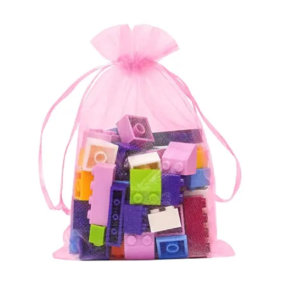 100PCS Organza Bags, 4x6 inches (10x15cm) Sheer Drawstring Gift Bags, Organza Jewelry Pouches, Jewelry Gift Bags, Packaging Bags for Party, Jewelry, Festival, Bathroom Soaps, Makeup Organza Favor Bags (Pink) {4}