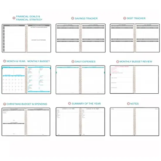 Budget Planner & Monthly Bill Organizer with Pockets. Expense Tracker Notebook, Budgeting Journal and Financial Planner Budget Book to Control Your Money, PU Leather Cover, 8" x 9.5" &ndash; Brown {3}