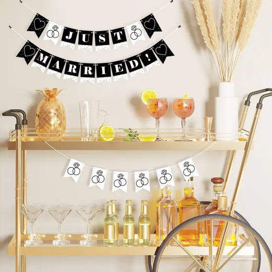 Big Dot of Happiness Mr. and Mrs. - Black and White Wedding or Bridal Shower Mini Pennant Banner - Just Married {3}