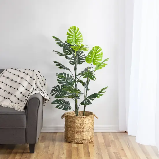 Northlight Potted Artificial Monstera Plant - 4' - Two Tone Green {1}