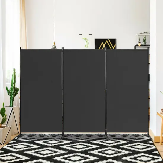 3-Panel Room Divider Folding Privacy Partition Screen for Office Room Black {5}