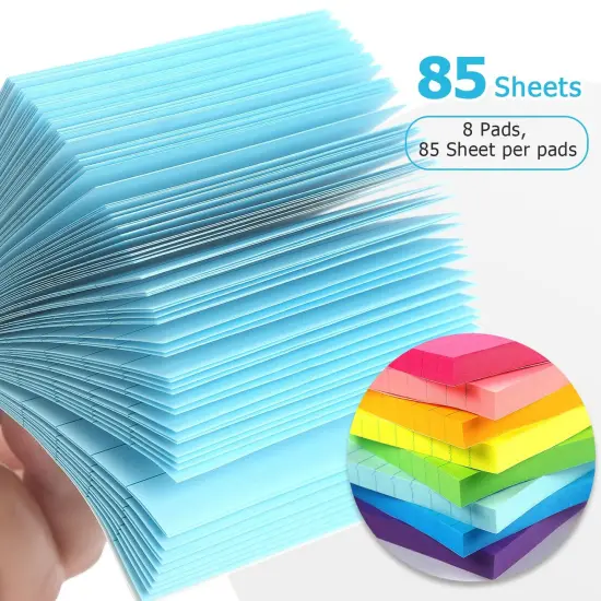 8 Pads Lined Sticky Notes 3x3 Sticky Notes with Lines Self-Stick Note Pads 8 Bright Multi Colors, 85 Sheets/Pad {5}
