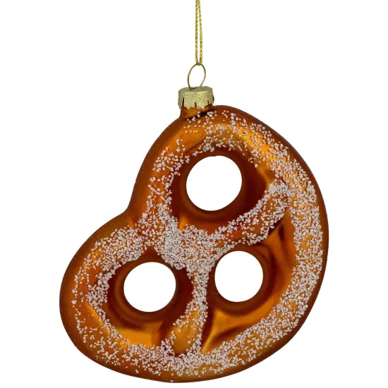 Northlight Salted Soft Pretzel Glass Christmas Ornament - 4.5" Bronze {3}