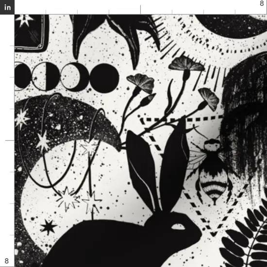 Various Fabrics by the Yard or Fat Quarter Occult Black And White Fantasy Magic Eye Witch Bee Clock Spiritual Wicked Magicians Phantasmagoria Custom Printed Fabric by Spoonflower {4}