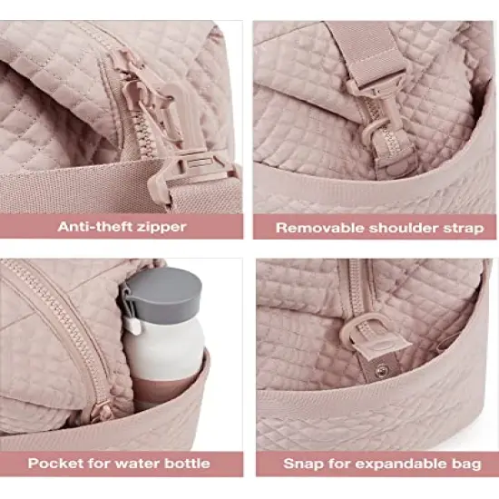 Weekender Bags for Women - Gym Bag with Yoga Mat, Travel Duffle Overnight Bag for Essentials, Large Hospital Bag for Labor and Delivery (Pink) {4}