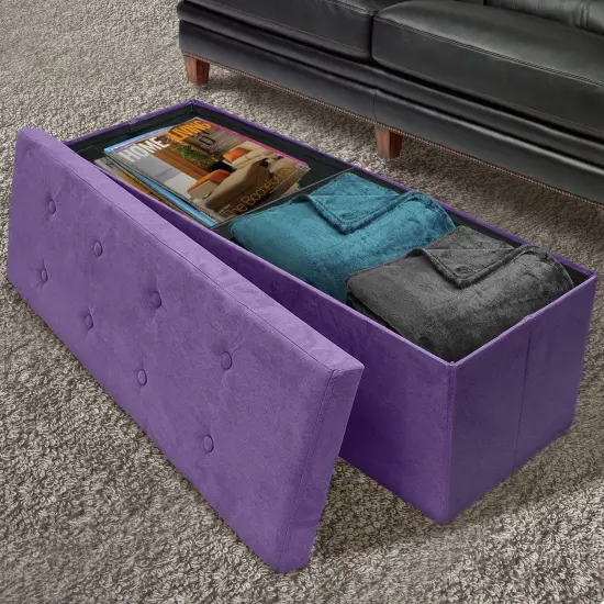Sorbus Storage Bench Chest Collapsible Folding Bench Purple {2}