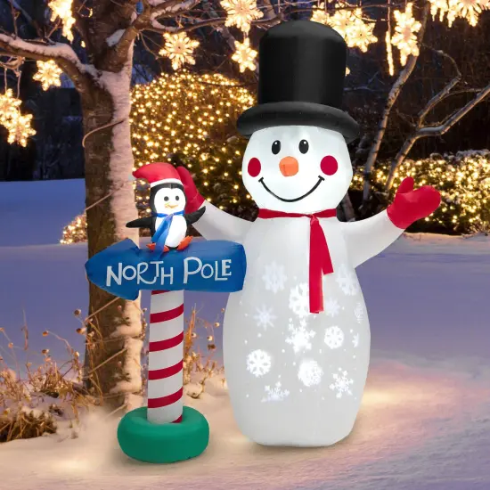 6 Feet Inflatable Christmas Decoration with Built-in Snowflake Projector {6}