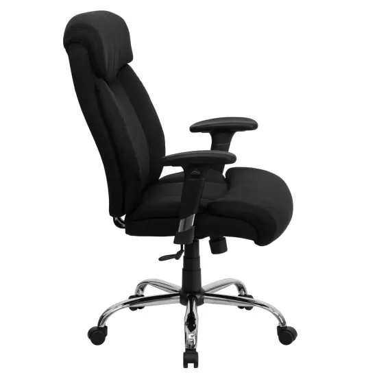 Emma and Oliver 400 lb. Big & Tall High Back Full Headrest Ergonomic Office Chair with Arms Black Fabric {4}