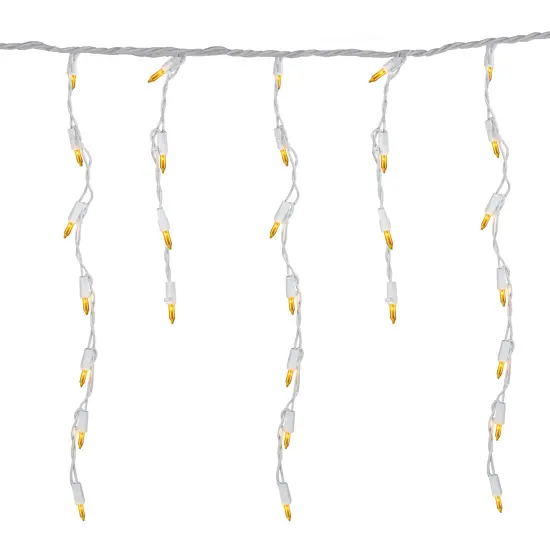 Northlight Mini Incandescent Icicle Christmas Lights - Opaque Gold - 3.5' White Wire - 100ct {3}