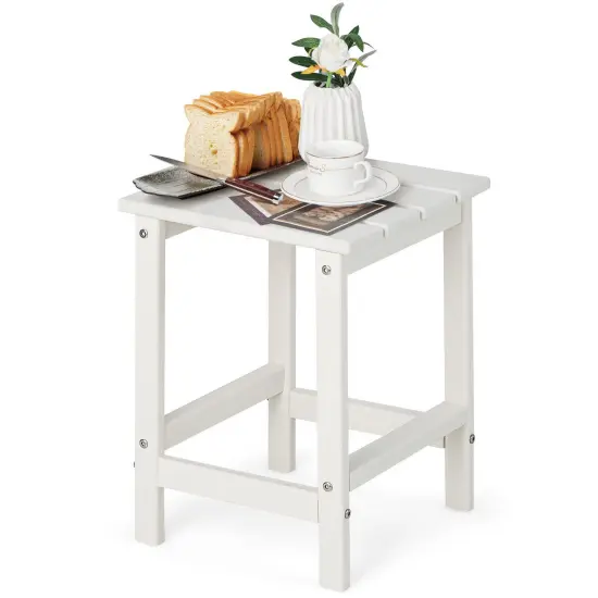 14 Inch Square Weather-Resistant Adirondack Side Table White {3}