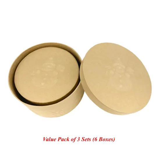 Value Pack of 3 Round Box with Embossed Snowman - 2 pc. Set {3}