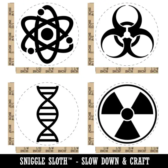 Science Symbols Atom DNA Biohazard Radiation Rubber Stamp Set for Stamping Crafting Planners {1}