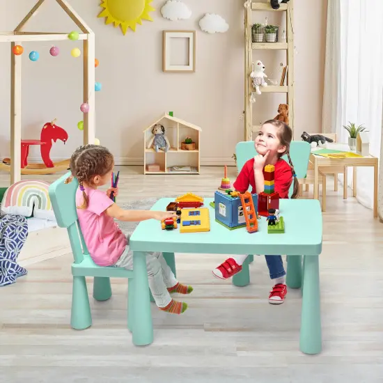 3 Pieces Toddler Multi Activity Play Dining Study Kids Table and Chair Set Green {2}