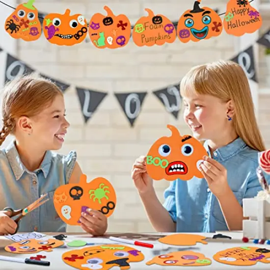 312PCS Halloween Pumpkin Shape Foam Stickers Glitter Set DIY Self-Adhesive Halloween Craft Kit for Kids Halloween Decoration {4}