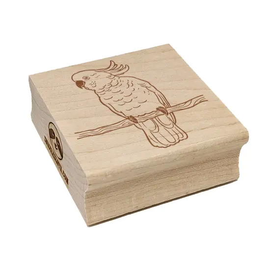 Sulphur-Crested Cockatoo Parrot on a Branch Square Rubber Stamp for Stamping Crafting {7}
