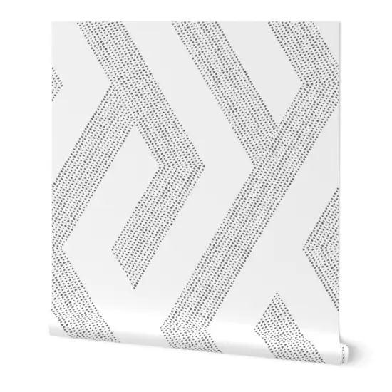 Peel & Stick Wallpaper 2FT Wide Minimal Zigzag Black And White Graphic Lines Custom Removable Wallpaper by Spoonflower {7}
