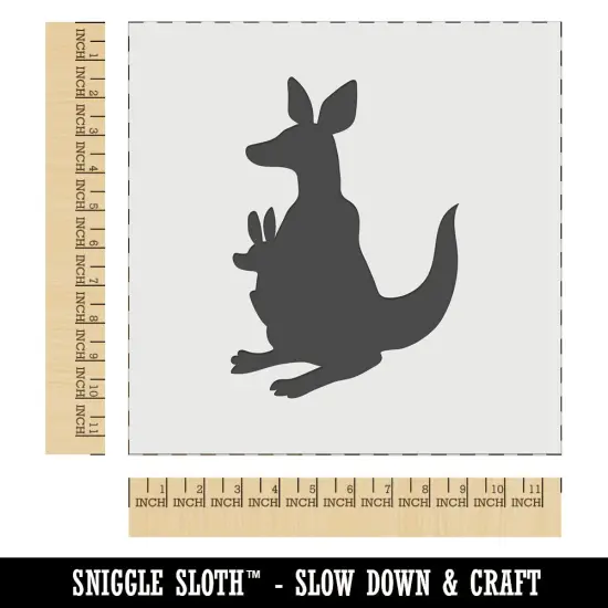 Kangaroo Mother with Baby Joey Silhouette Wall Cookie DIY Craft Reusable Stencil {1}