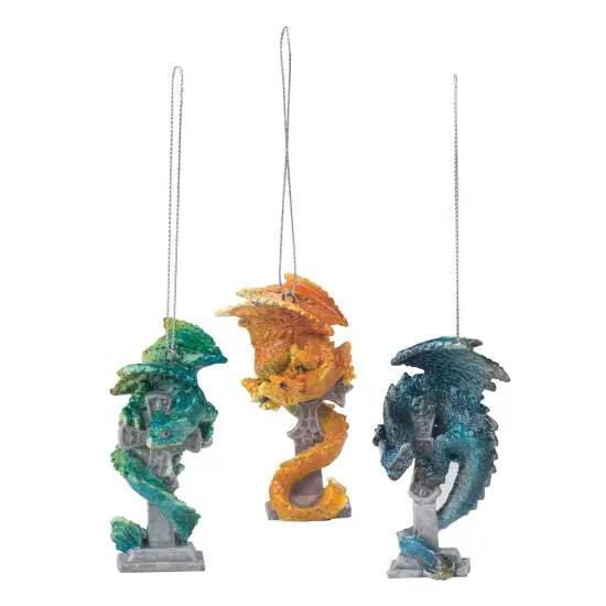 Dragon Christmas Halloween Ornament Set of 3 {1}