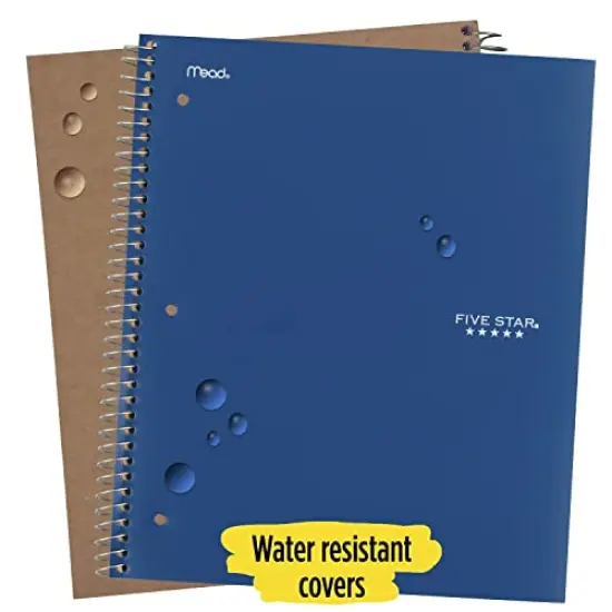 6-Pack Spiral Notebooks with Study App 1-Subject College Ruled Paper Fights Ink Bleed Water-Resistant Cover 8-1/2" x 11" 100 Sheets Color Will Vary {6}