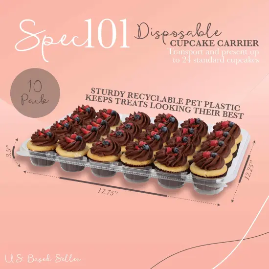Spec101 | Plastic Cupcake Holder Carrier for 24 Standard Cupcakes {2}