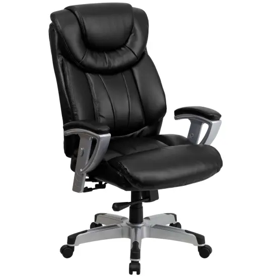 Emma and Oliver 400 lb. Big & Tall High Back Ergonomic Office Chair, Silver Adjustable Arms Black LeatherSoft {1}