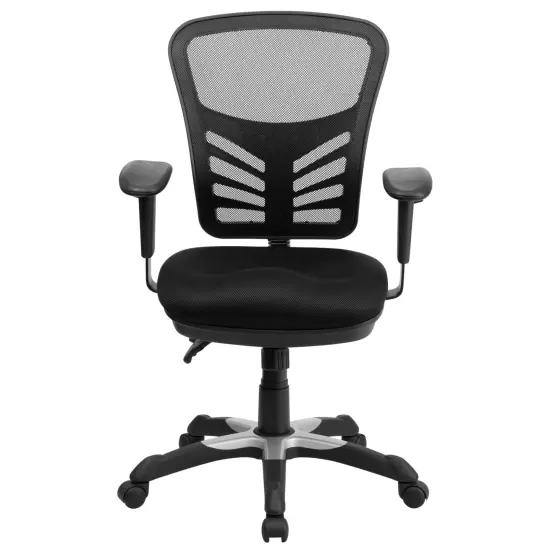 Emma and Oliver Mid-Back Mesh Multifunction Executive Swivel Ergonomic Office Chair with Adjustable Arms Black {3}