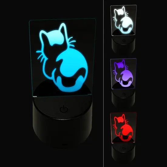 Cat Backside 3D Illusion LED Night Light Sign Nightstand Desk Lamp {1}