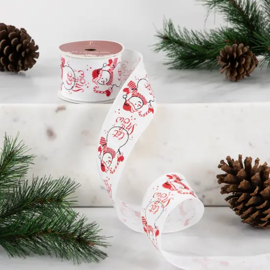 Northlight Snowman "Let It Snow" Wired Craft Christmas Ribbon 2.5" x 10 Yards White {3}