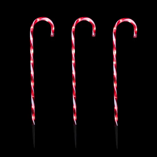 Northlight Lighted Twinkle Candy Cane Christmas Outdoor Pathway Markers - 26" - Set of 3 Red {4}