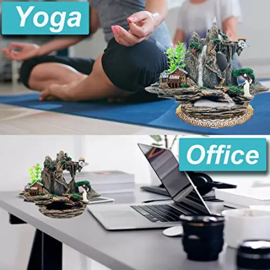 Mountain Waterfall Incense Burner,Backfall Incense Holder River, Incense Falls Meditation Decor for Room with Upgrade Incense Cones and Accessories {3}