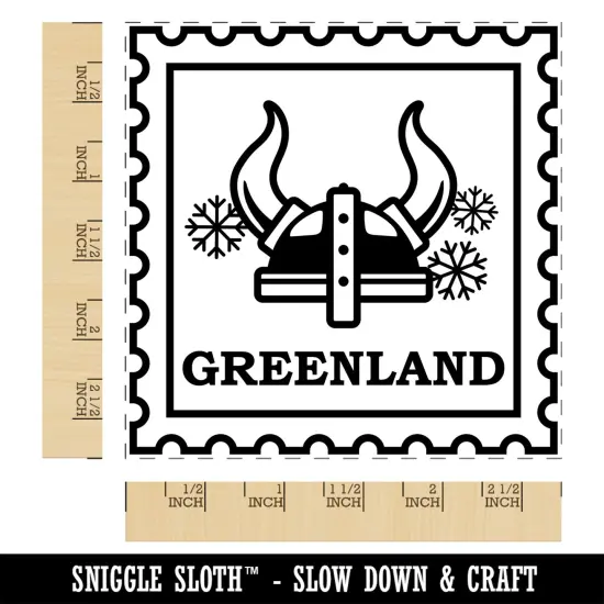 Greenland Travel Viking Helmet Square Rubber Stamp for Stamping Crafting {1}