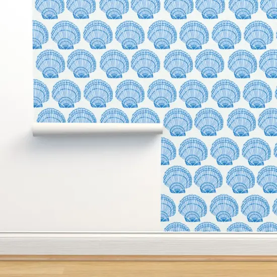Peel & Stick Wallpaper 2FT Wide Summer Seashells Coastal Beach Hand-Drawn Sea Ocean Underwater Custom Removable Wallpaper by Spoonflower {2}